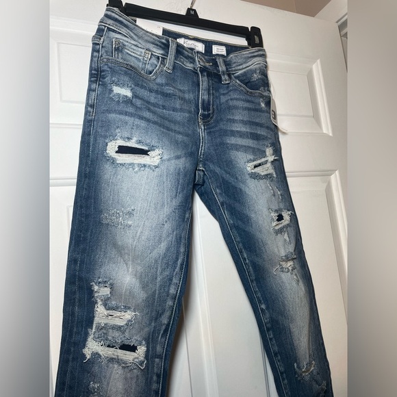 Kancan Signature Woman’s Mid Rise Ankle Skinny Jeans Size 24 Cuffed Distressed - Picture 4 of 7